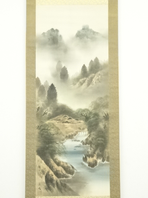 道具 ] - 道具 岳人筆 彩色山水 肉筆絹本掛軸 | ネットショップ圭